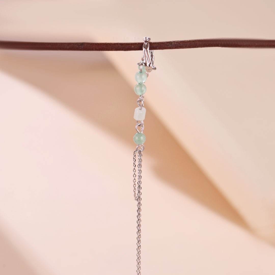 Boucle d'Oreille Aventurine et Bambou en Argent 925 – Sérénité - Biloria