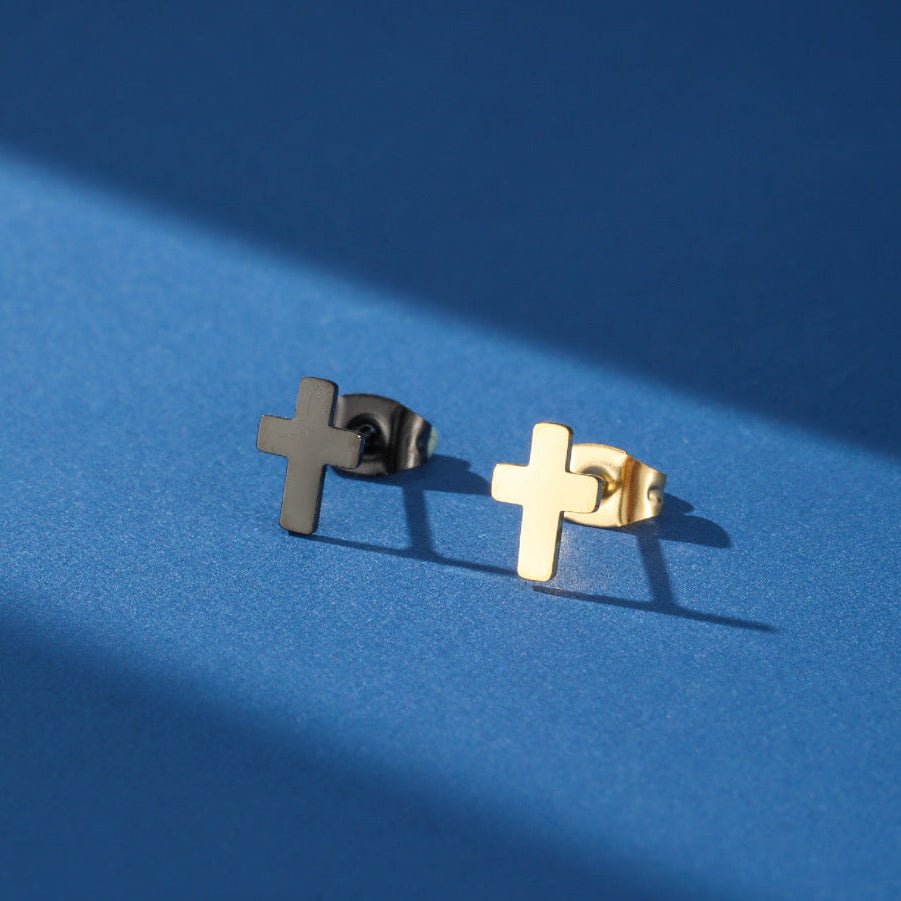 Boucle d'Oreille Croix Homme – Bijou Discret Acier Inoxydable - Biloria