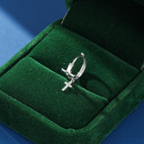 Boucle d'oreille homme croix argent 925 zircon blanc - Biloria