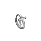 Boucle d'oreille homme croix argent 925 zircon blanc - Biloria