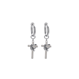 Boucle d'Oreille Homme Croix Lien Éternel Acier Inoxydable - Biloria
