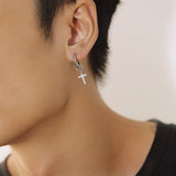 Boucle d'Oreille Homme Croix Minimaliste Acier Inoxydable - Biloria