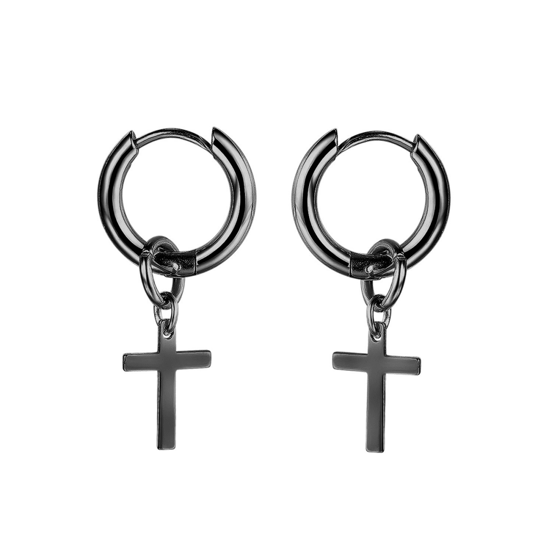 Boucle d'Oreille Homme Croix Minimaliste Acier Inoxydable - Biloria