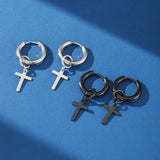 Boucle d'Oreille Homme Croix Minimaliste Acier Inoxydable - Biloria