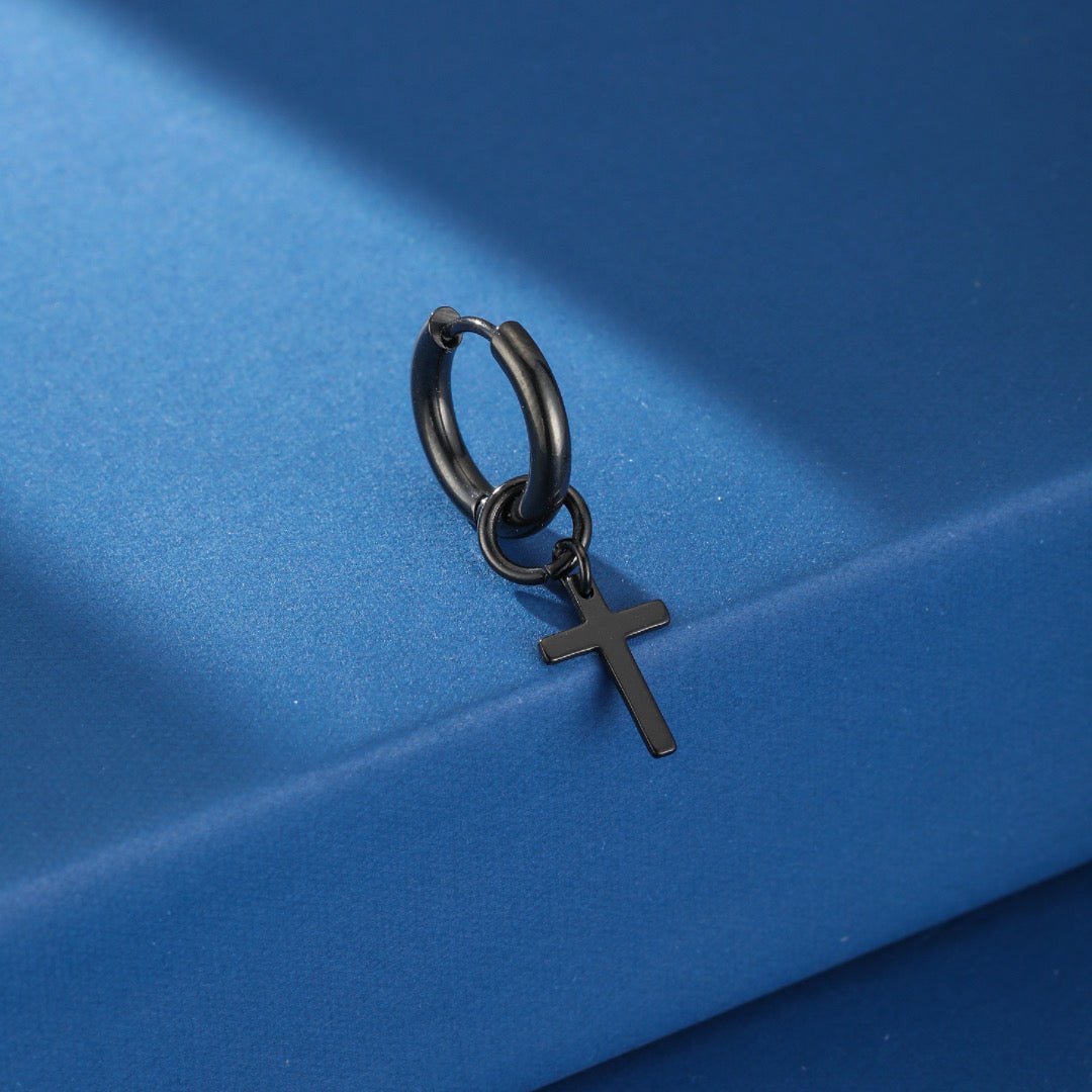 Boucle d'Oreille Homme Croix Minimaliste Acier Inoxydable - Biloria