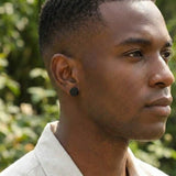 Boucle d'Oreille Magnétique Homme Cercle Noir - Biloria