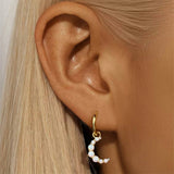 Boucle d'Oreille Opale Lune – Argent Plaqué Or 18K - Biloria