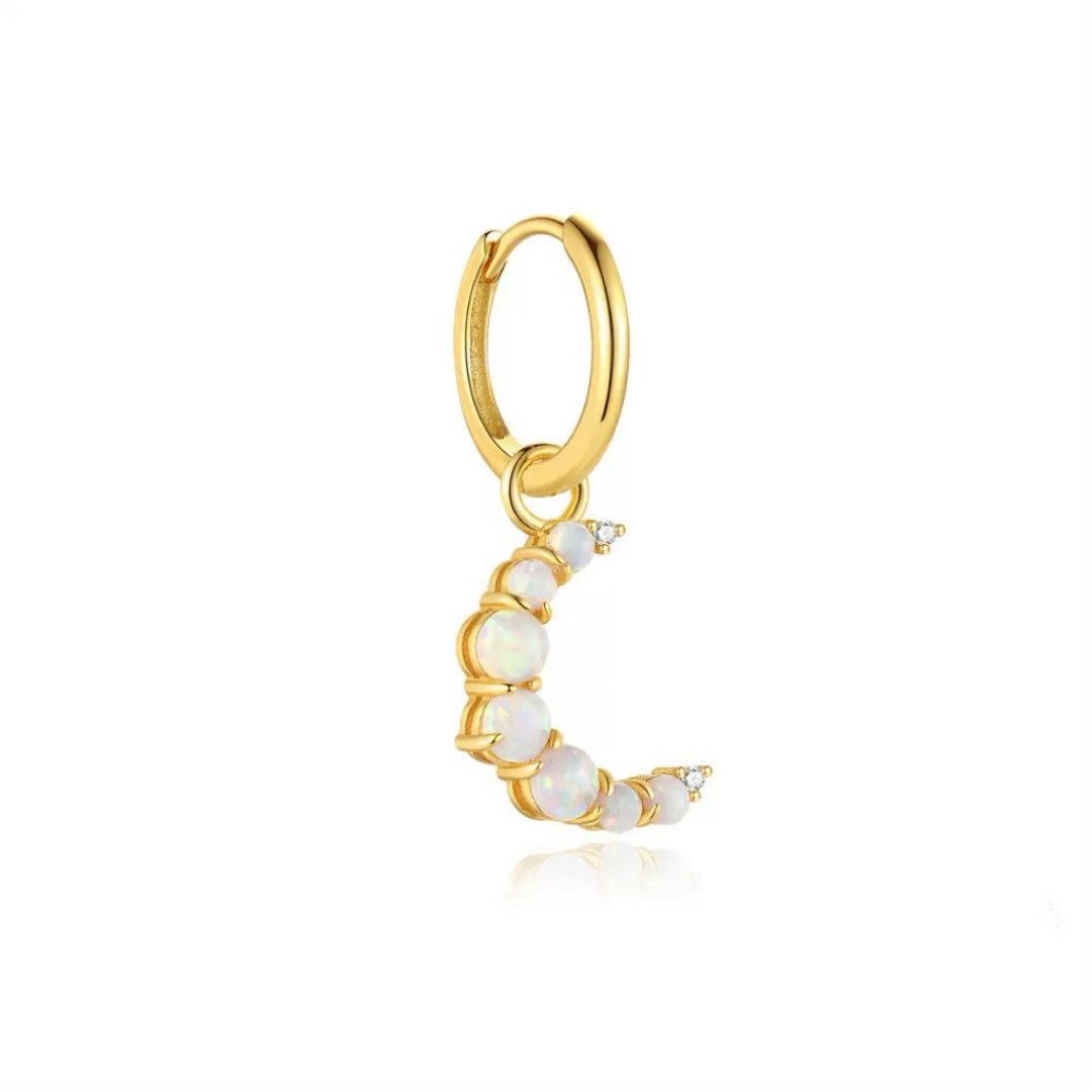 Boucle d'Oreille Opale Lune – Argent Plaqué Or 18K - Biloria
