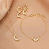 Boucle d'Oreille Opale Lune – Argent Plaqué Or 18K - Biloria