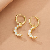 Boucle d'Oreille Opale Lune – Argent Plaqué Or 18K - Biloria