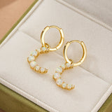 Boucle d'Oreille Opale Lune – Argent Plaqué Or 18K - Biloria