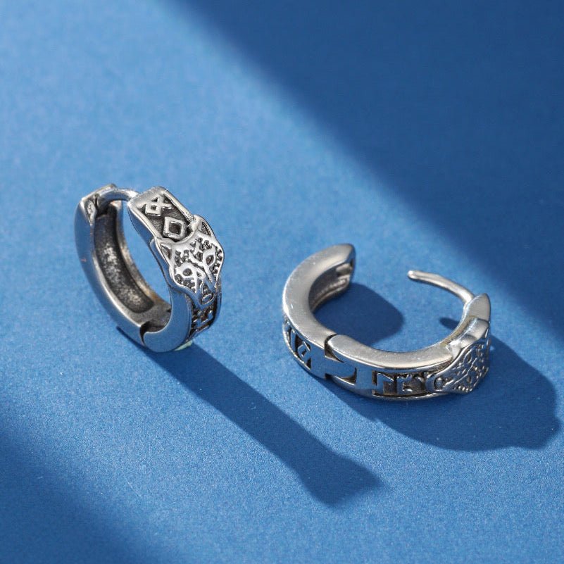 Boucle d'Oreille Viking Crâne Rune – Protection et Force - Biloria