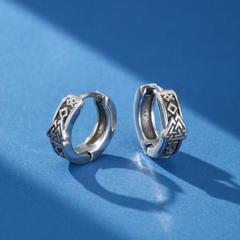 Boucle d'Oreille Viking Valknut - Symbole d'Odin - Biloria