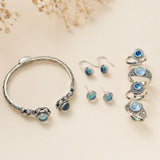 Boucles d'Oreilles Aigue Marine – Azur Élégance, Argent 925 - Biloria