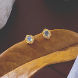 Boucles d'Oreilles Aigue Marine Dorées – Bijou Pierre Naturelle - Biloria