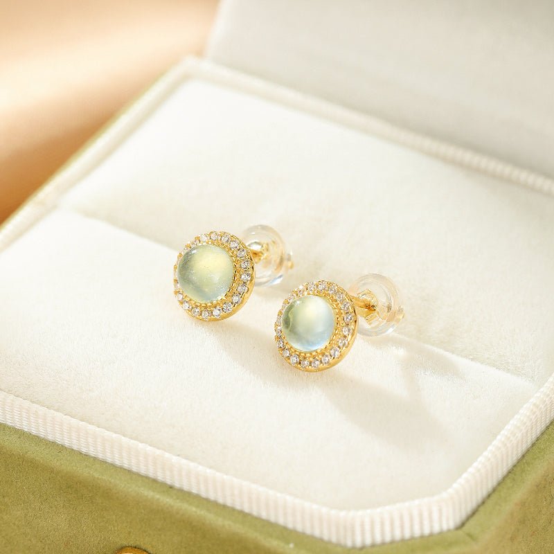 Boucles d'oreilles Aigue Marine en Argent Plaqué Or – Éclat Céleste - Biloria