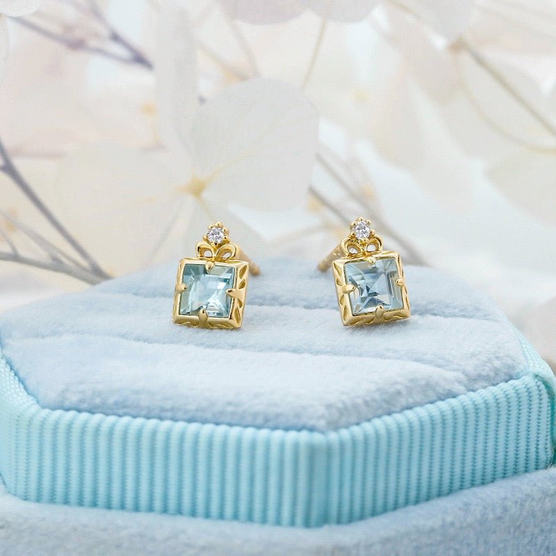 Boucles d'Oreilles Aigue Marine – Plaqué Or pour un Nouveau Départ - Biloria
