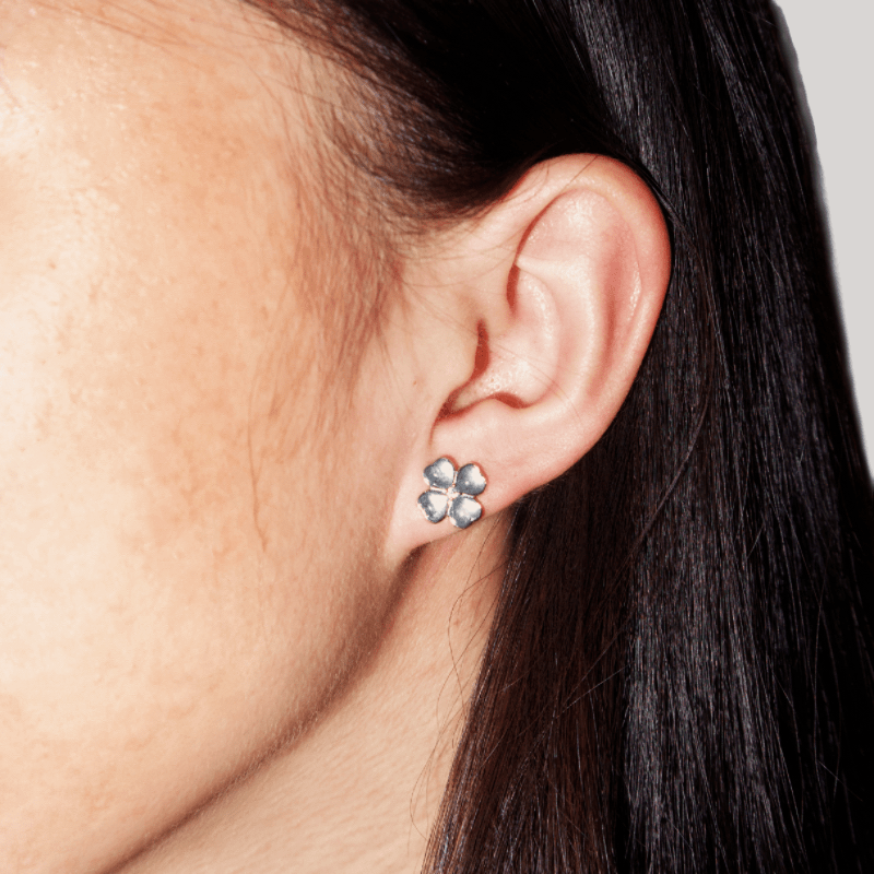 Boucles d'oreilles Aigue marine Trèfle Céleste Argent S925 - Biloria