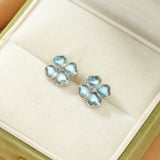 Boucles d'oreilles Aigue marine Trèfle Céleste Argent S925 - Biloria