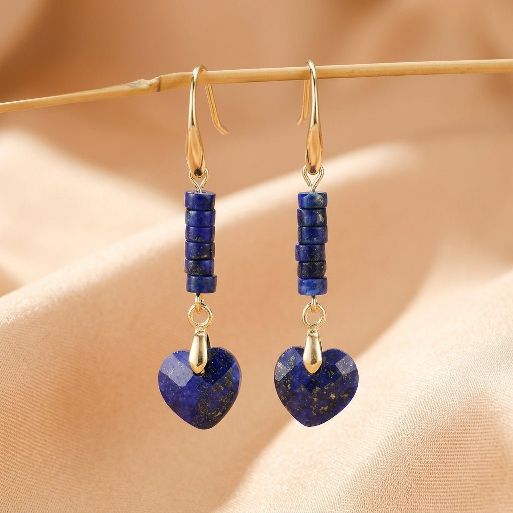 Boucles d'Oreilles Amazonite Cœur Serein – Bijoux Pierre Naturelle - Biloria