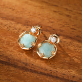 Boucles d'Oreilles Amazonite et Cristal de Roche – Danse des Étoiles, Argent Plaqué Or - Biloria