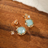 Boucles d'Oreilles Amazonite et Cristal de Roche – Danse des Étoiles, Argent Plaqué Or - Biloria