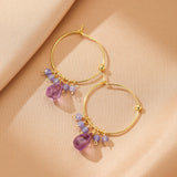 Boucles d'oreilles Améthyste et Tanzanite créoles argent plaqué or - Biloria