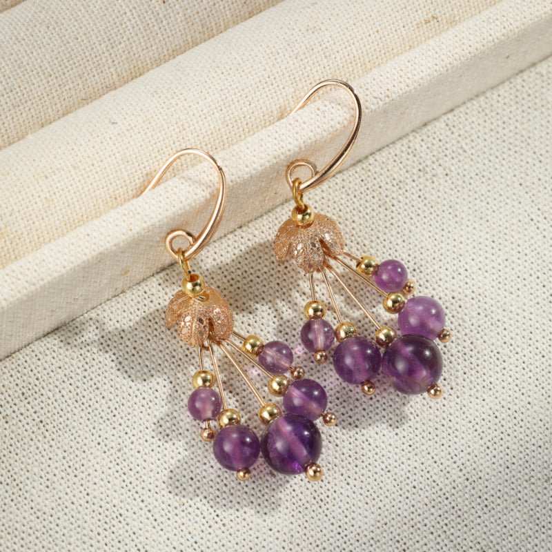 Boucles d'Oreilles Améthyste Floraison Tendrille - Biloria