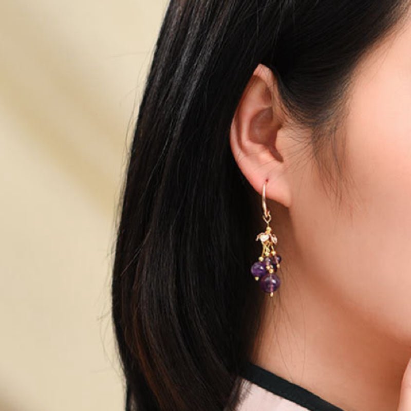 Boucles d'Oreilles Améthyste Floraison Tendrille - Biloria