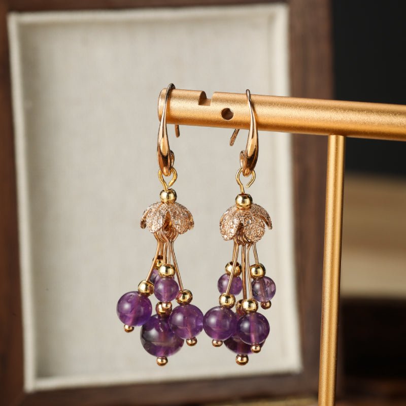 Boucles d'Oreilles Améthyste Floraison Tendrille - Biloria