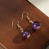 Boucles d'Oreilles Améthyste Sphère 12mm Laiton Plaqué Or - Biloria