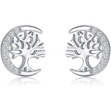Boucles d'oreilles Arbre de Vie Céleste Zircon – Argent S925 - Biloria