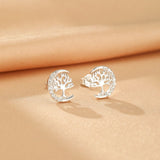 Boucles d'oreilles Arbre de Vie Céleste Zircon – Argent S925 - Biloria