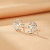 Boucles d'oreilles Arbre de Vie Céleste Zircon – Argent S925 - Biloria