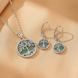 Boucles d'oreilles Arbre de Vie Malachite – Racines Sacrées - Biloria