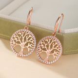 Boucles d'Oreilles Arbre de Vie Renouveau Argent Plaqué Or Rose - Biloria