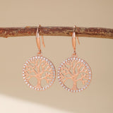 Boucles d'Oreilles Arbre de Vie Renouveau Argent Plaqué Or Rose - Biloria
