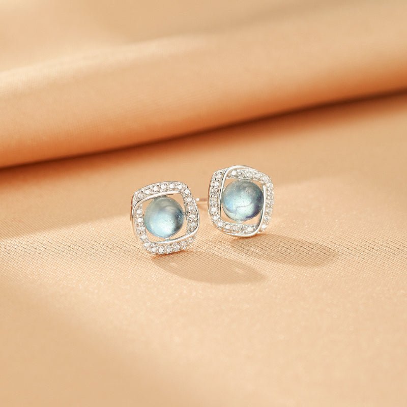 Boucles d'oreilles argent Aigue marine 5mm - Biloria