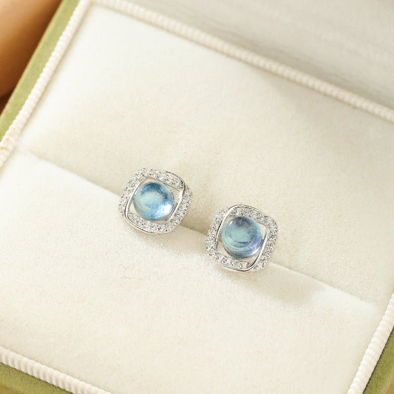 Boucles d'oreilles argent Aigue marine 5mm - Biloria