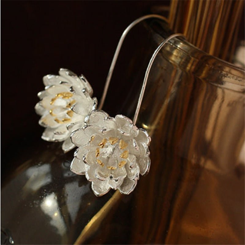 Boucles d'Oreilles Argent Lotus Inspiration pour Rituel Personnel - Biloria