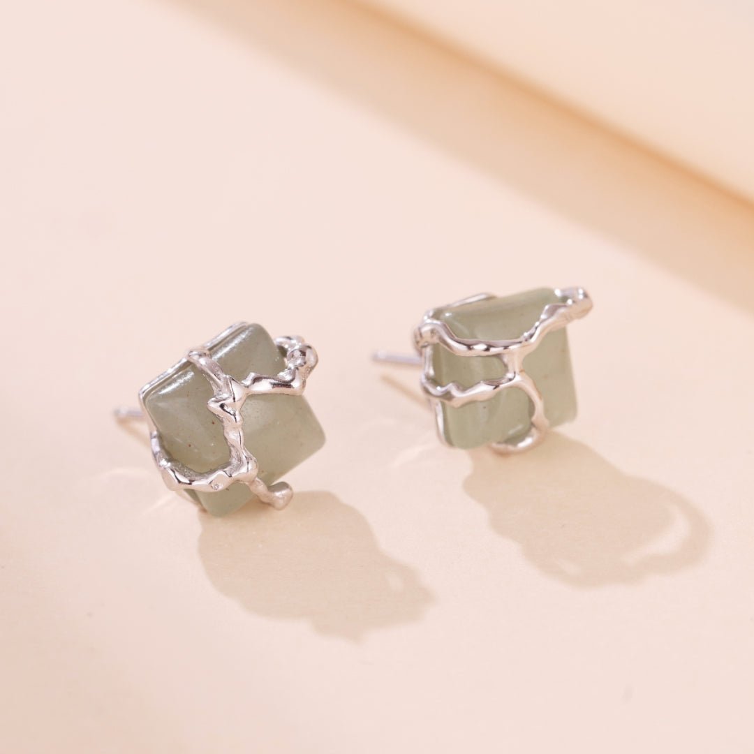 Boucles d'Oreilles Aventurine Argent 925 – Sérénité et Équilibre - Biloria