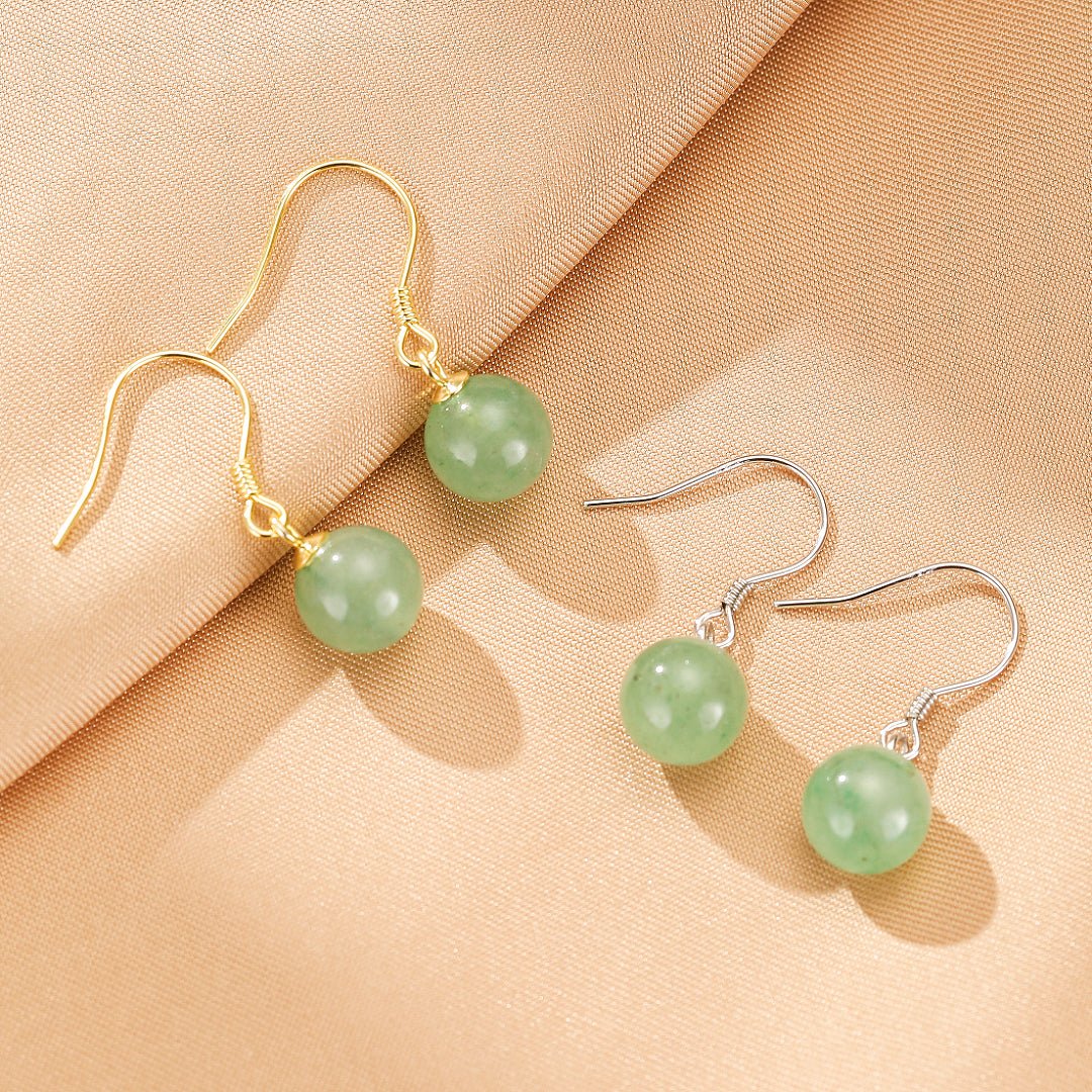 Boucles d'oreilles Aventurine Argent Plaqué Or - Biloria