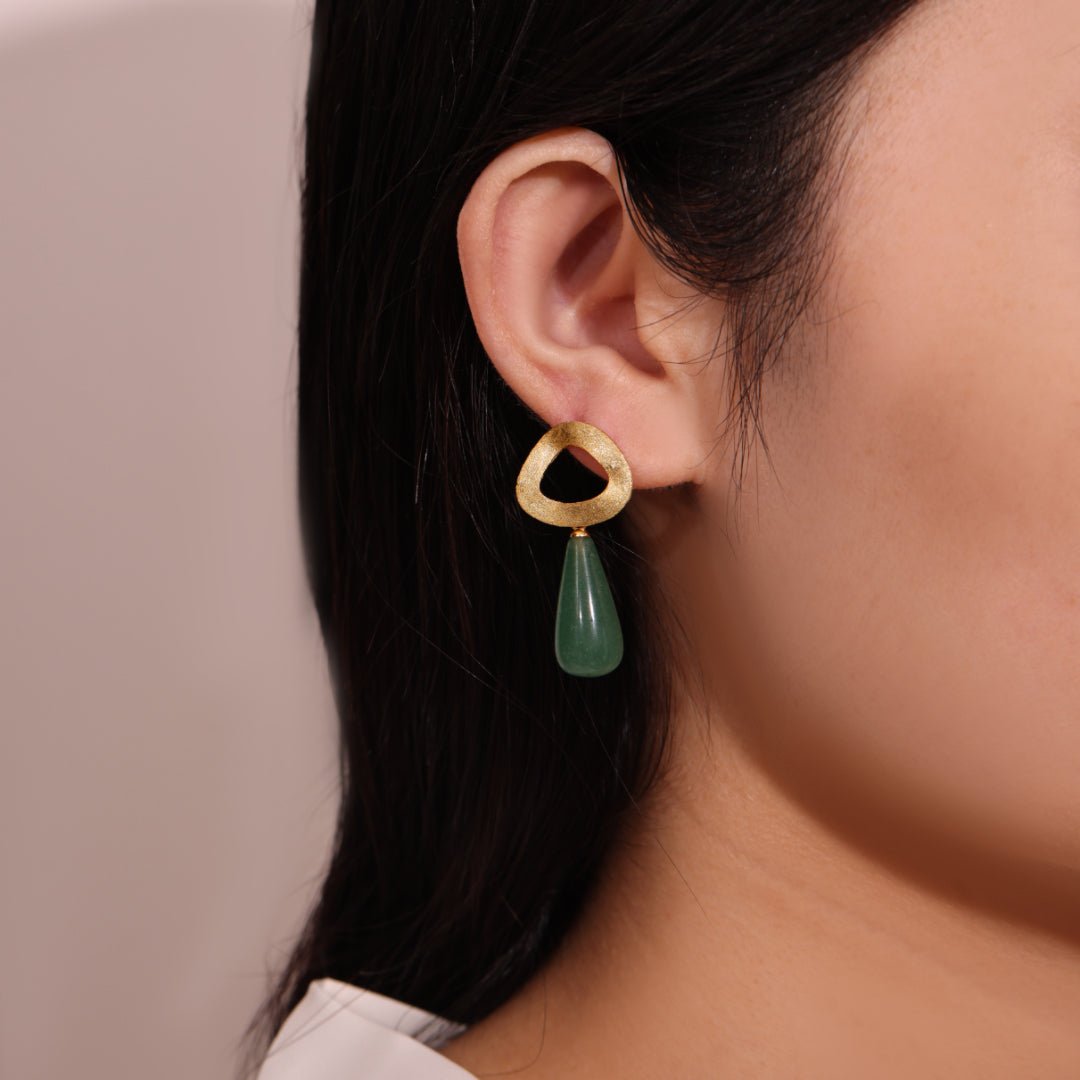 Boucles d'Oreilles Aventurine et Lapis Lazuli – Goutte Dorée - Biloria