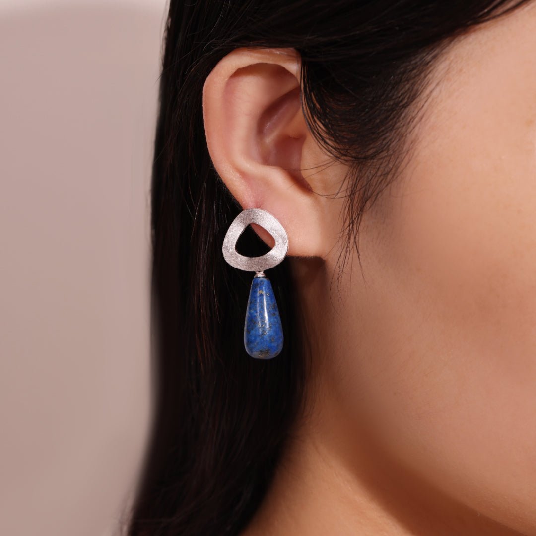 Boucles d'Oreilles Aventurine et Lapis Lazuli – Goutte Dorée - Biloria
