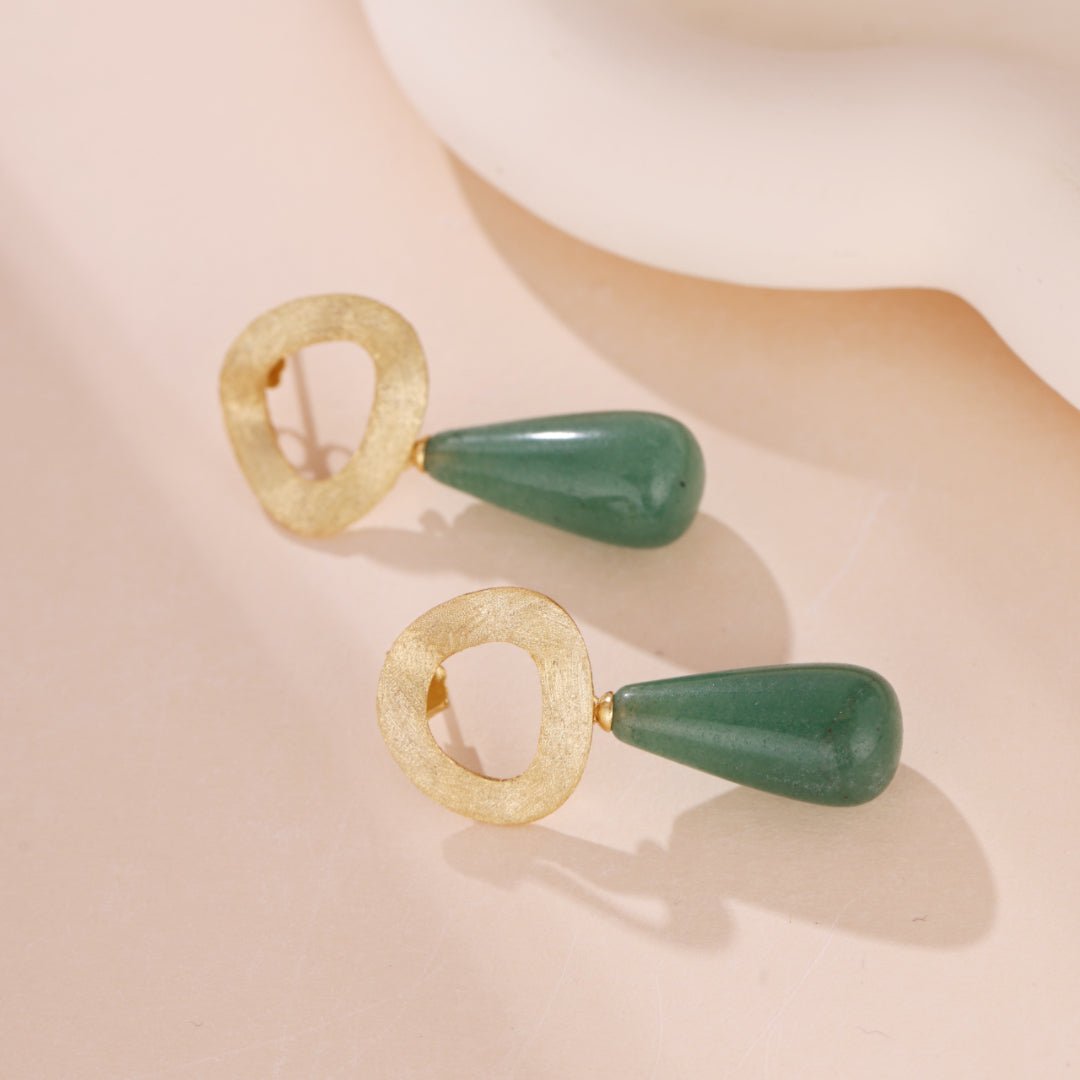 Boucles d'Oreilles Aventurine et Lapis Lazuli – Goutte Dorée - Biloria