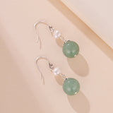 Boucles d'Oreilles Aventurine et Perle en Argent 925 - Biloria