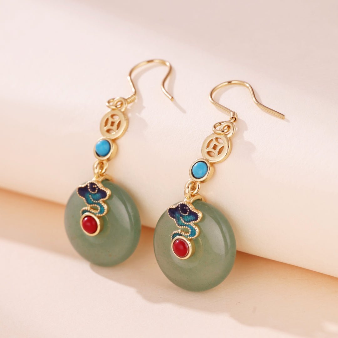 Boucles d'Oreilles Aventurine Nuage Céleste – Plaqué Or - Biloria