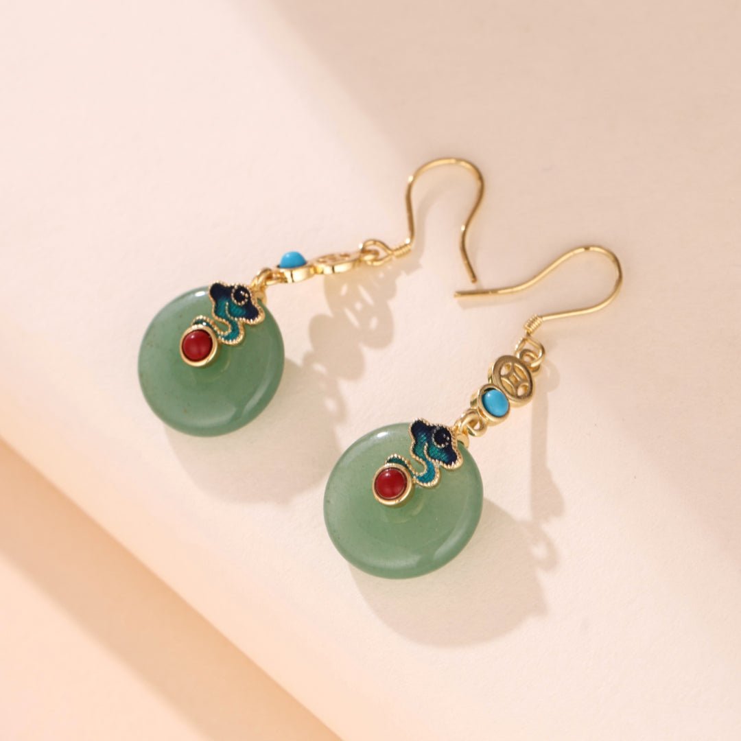 Boucles d'Oreilles Aventurine Nuage Céleste – Plaqué Or - Biloria