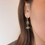 Boucles d'Oreilles Aventurine Verte Confiance Laiton Plaqué Or - Biloria