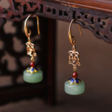 Boucles d'Oreilles Aventurine Verte Confiance Laiton Plaqué Or - Biloria
